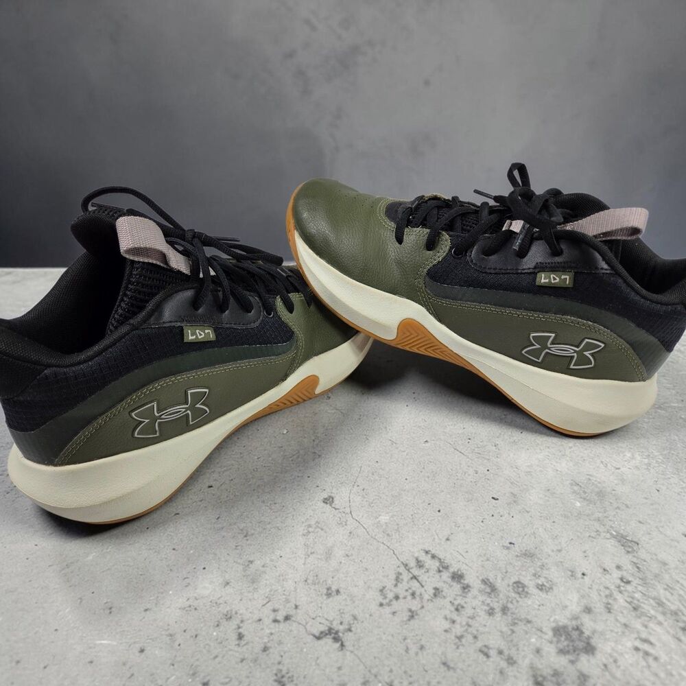 Under Armour UA Lockdown 7 Basketball Shoes Olive Green Mens 10 Low Top 3028512
